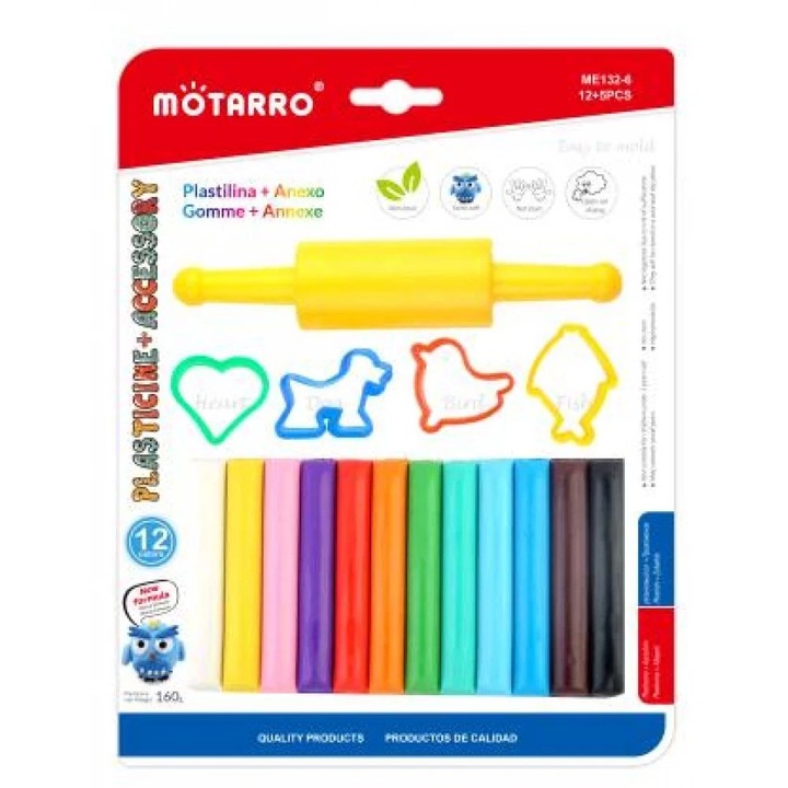 Комплект пластилин с 12 цвята и 5 инструмента за моделиране