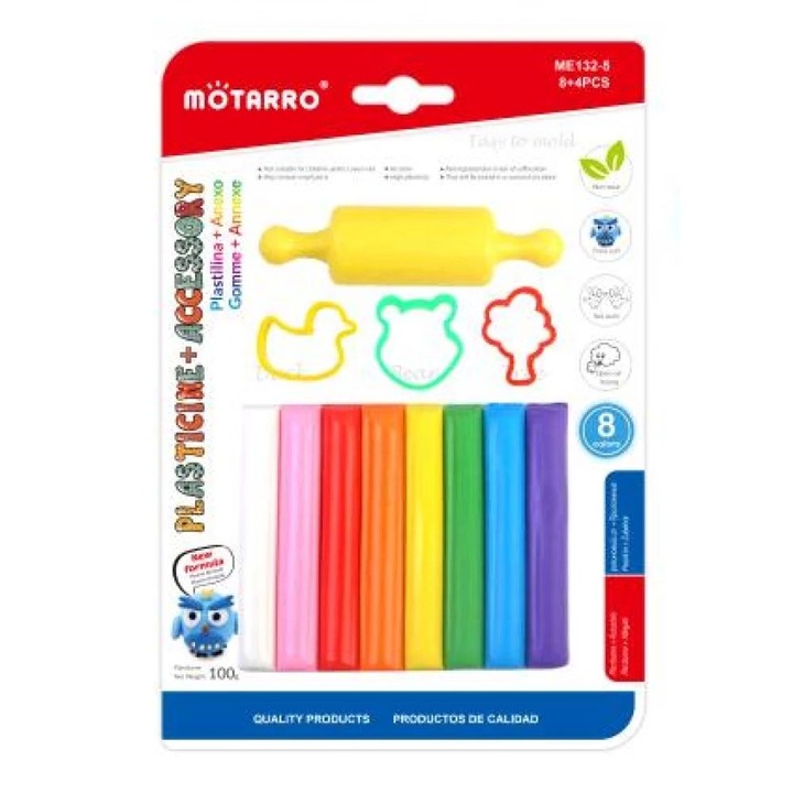 Gyurmakészlet 8 színnel és 4 formázó eszközzel