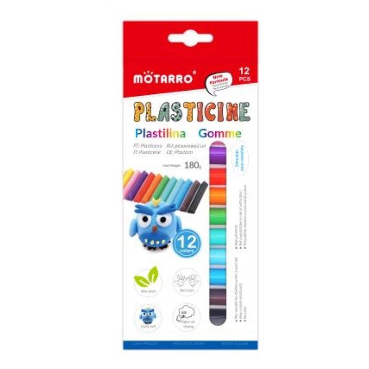 Комплект пластилин с 12 цвята, 180гр