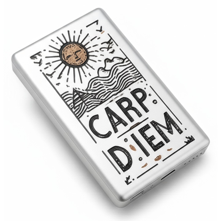 Power Bank 10000mAh – Mágneses Vezeték Nélküli Külső Akkumulátor Eredeti Művészi „Éld a Pillanatot” Designnal, Támogatja a 20W PD Gyors Töltést és a 15W Vezeték Nélküli Töltést, Vékony és Hordozható