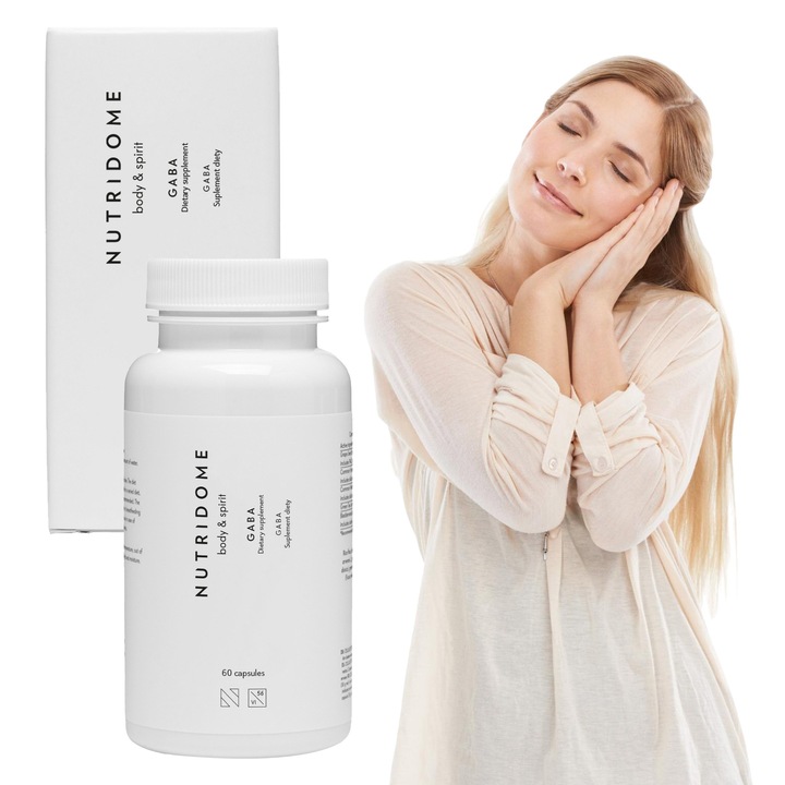 Supliment Alimentar, Nutridome, Acid Gamma-Aminobutiric (GABA) 750 Mg, Suport Sistem Nervos, Relaxare, Reducerea Stresului, Somn Odihnitor, 60 Capsule