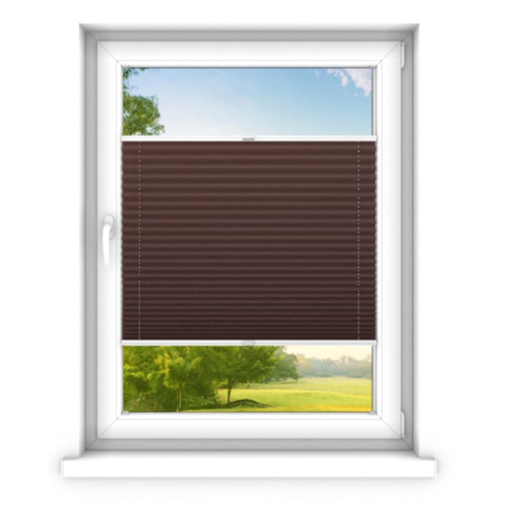 Jaluzea plisata fara gaurire, montaj usor, protectie solara pentru ferestre, Time4blinds, 120 x 60 Maro