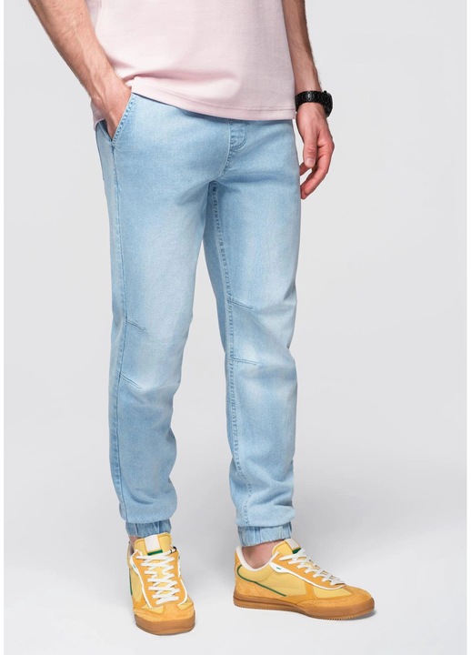 OMBRE, Скосени дънки с връзка, Светлосин