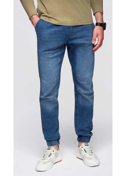 Pantaloni jeans JOGGER cu efect spalat OMBRE OM-PADJ-0267, Albastru, M