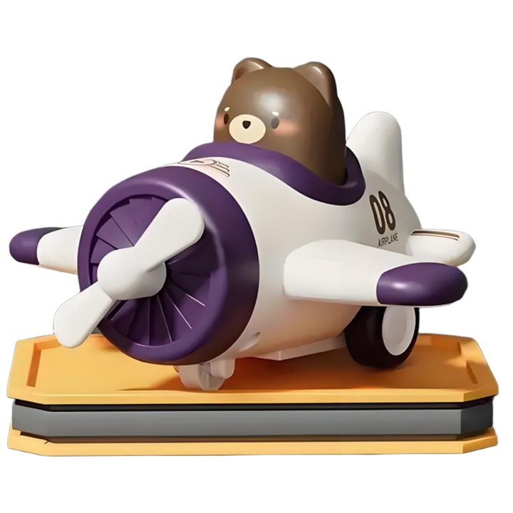 Masinuta de jucari in forma de avion, Manuala, ABS, Multicolor, Fara baterii