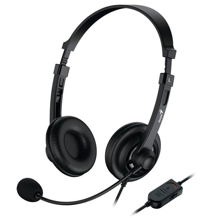 Căști Genius cu microfon Headset HS-230U - USB, Mic, Negru GENIUS-HS-230U-BK