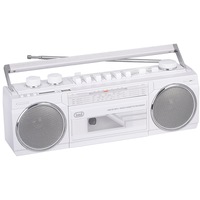 Radiocasetofon cu inregistrare Trevi RR50100 Boombox vintage USB/SD microfon incorporat Bluetooth 4 benzi Radio MW/FM/SW1/2 AUX mufa 3.5mm casti stereo 6.5W alb