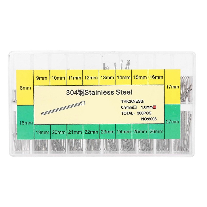 Óra tartozékok, 1mm, rozsdamentes acél anyák, 8x27mm készlet, műanyag doboz