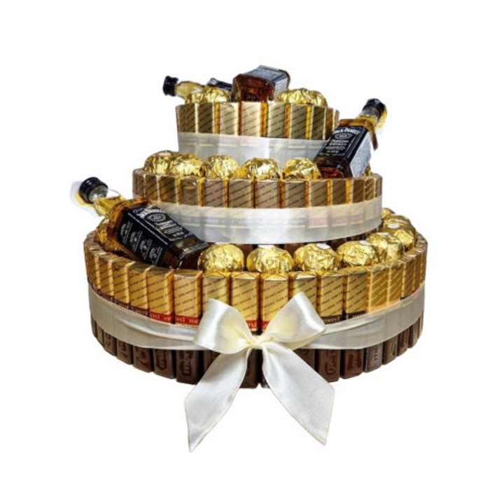 Tort cu 3 etaje din batoane de ciocolata si Jack Daniel's