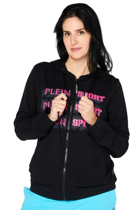 Kapucnis pulóver Plein Sport, pamut/elasztán, fekete, XL INTL