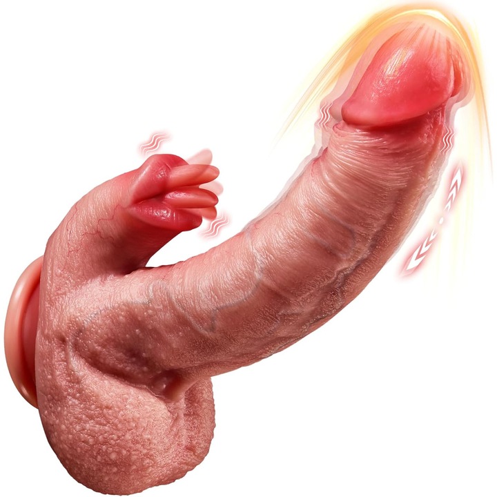 Felnőtt vibrátor, realisztikus, nagy, 7 rezgésmóddal és nyalással a G-pont és klitorisz stimulálásához, tapadókorongos dildó, felnőtt szexuális játék nőknek és pároknak