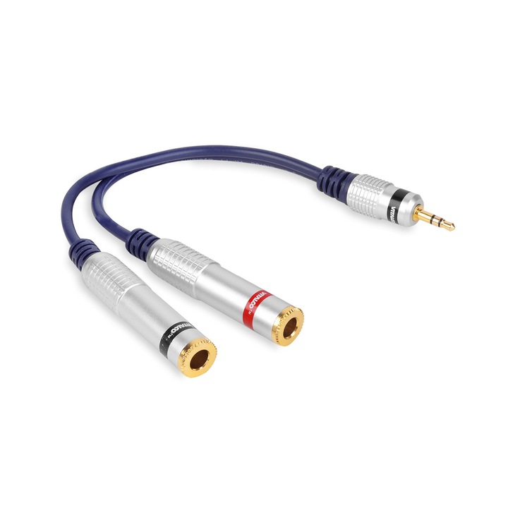 Аудио адаптер Жак 3,5 мм към 2x Жак 6,3 мм Vitalco, 20 см