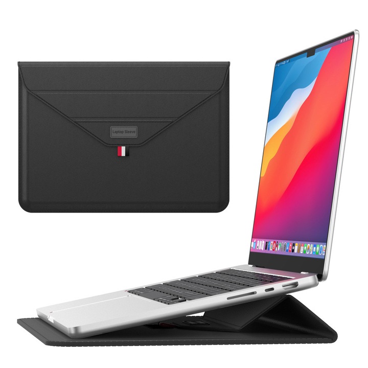 Geanta pentru laptop, negru, 13-14 inch, 355×252 mm, pentru Macbook Air/Macbook Pro/Surface/Lenovo, impermeabila, rezistenta la uzura, portabila