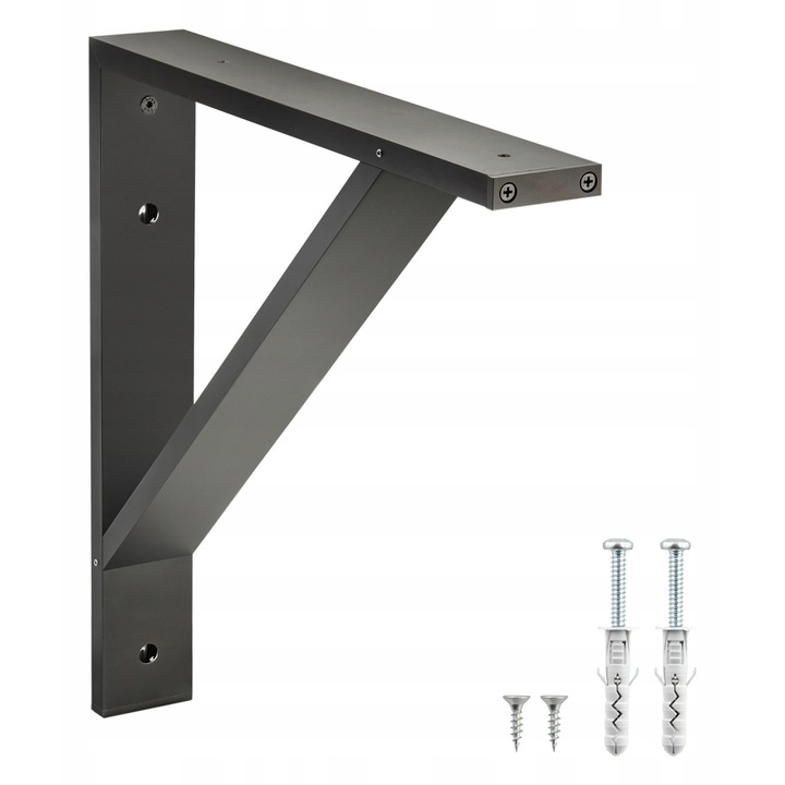 Suport blat FEST, 500 mm, aluminiu anodizat, negru mat, set complet de montaj