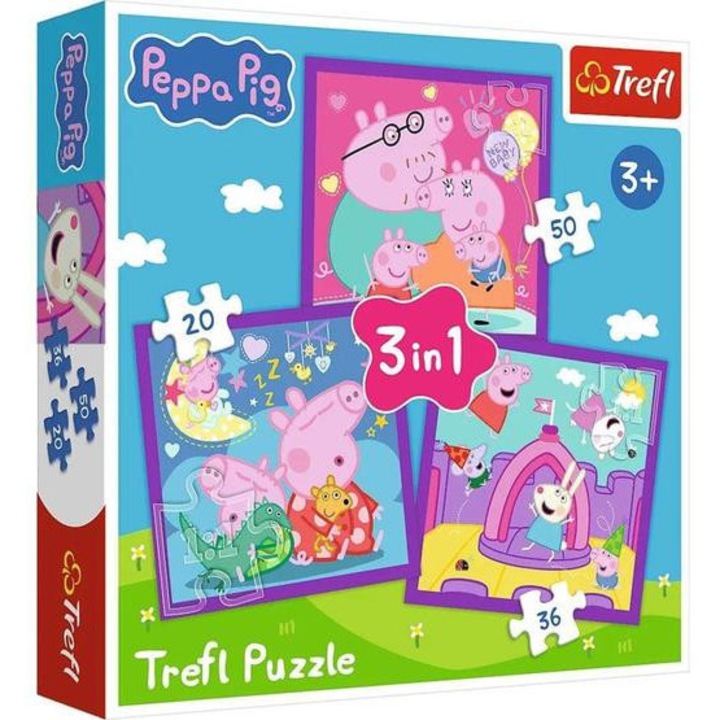 Puzzle trefl 3in1 obiceiurile lui peppa pig