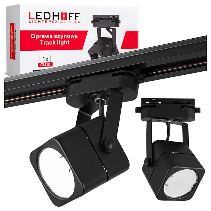 Corp De Iluminat Cu Sina, Led, Gniazdo Gu10, Alimentare Ac230V, Clasa De Protectie Ip20, Material Aluminiu, Diametru Reflector 60 x Lungime Abajur 65 x Inaltime Totala Reflector 160 mm, Negru