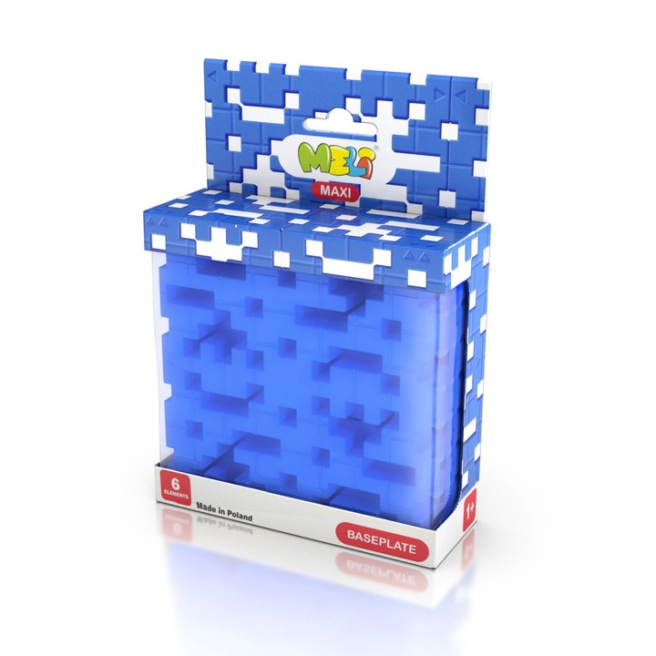 Baza de constructie Meli Maxi, set 6 piese, 14x14cm, albastra