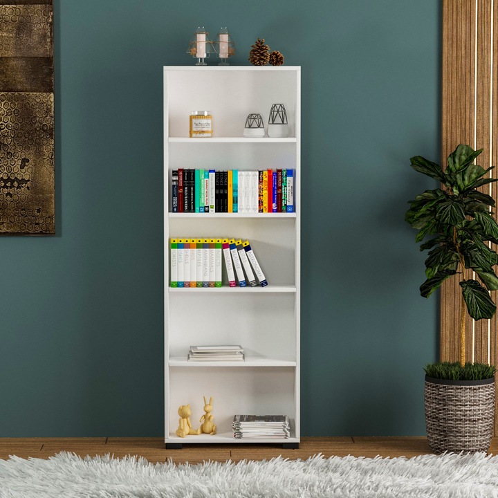 Desire Biblioteca Multifunctionala – Design Modern, Alb Lucios, PAL Premium