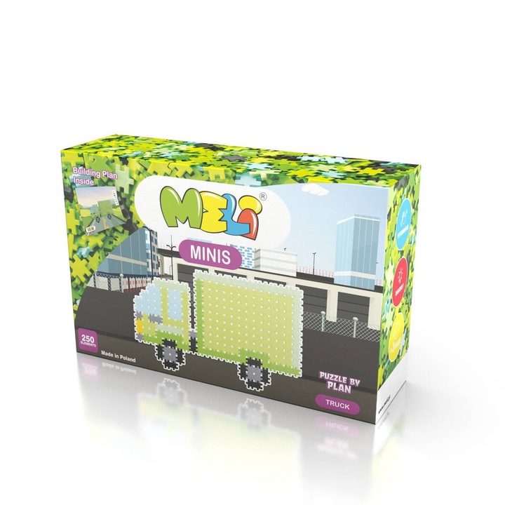 Set de constructie Meli Minis Truck, 250 elemente, verde, 37x23cm