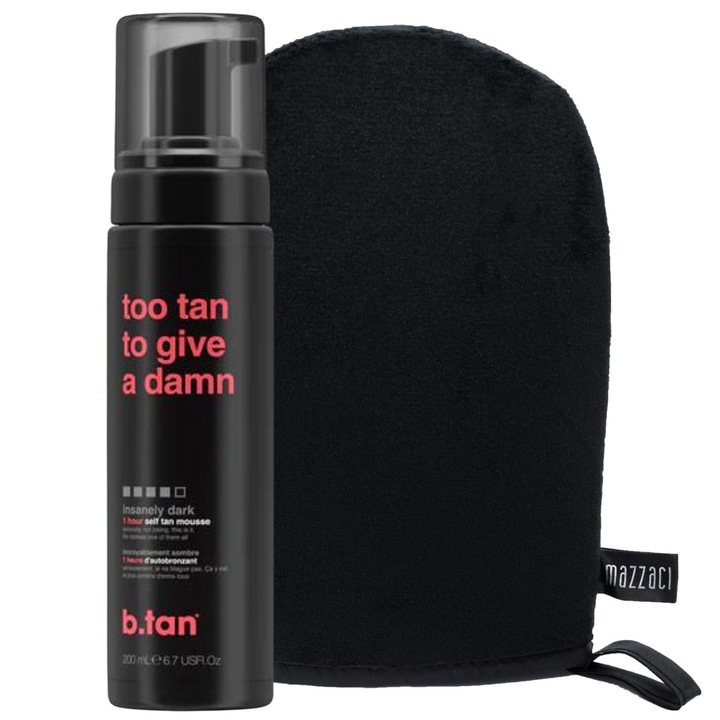 B.tan, Too Tan To Give, Önbarnító Hab 200ml + Mazzaci Applikáló Kesztyű, 2 db-os szett