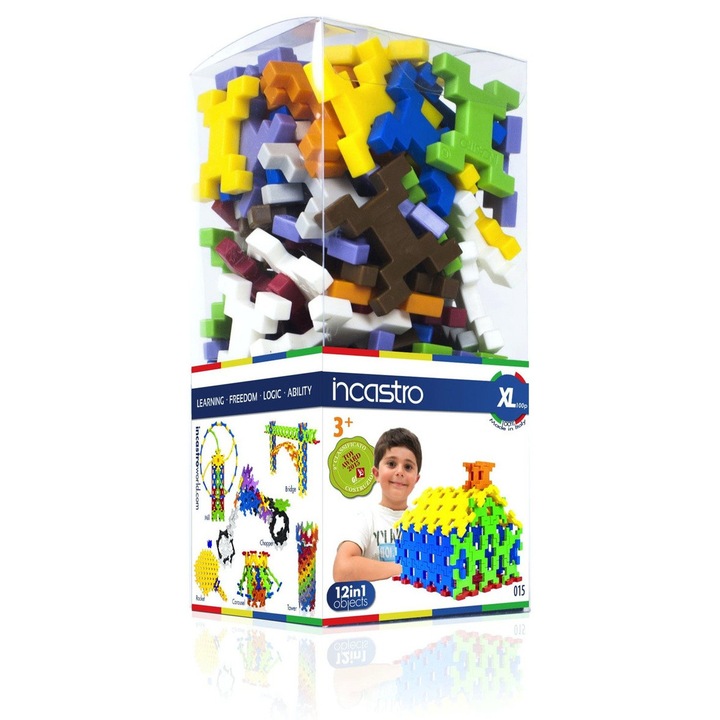 Строителни блокчета Incastro, Cube XL, 100 елемента, многоцветни, за деца над 3 години