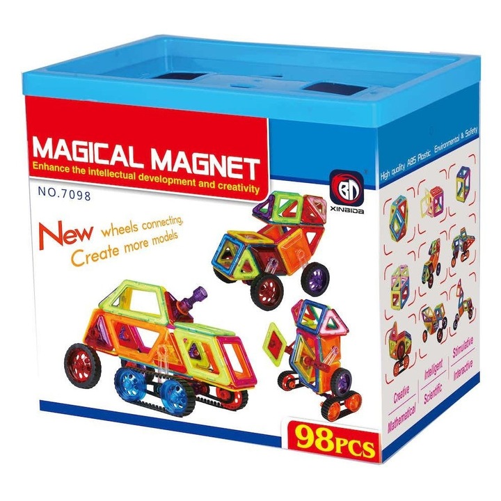 Set de constructie X-Bida, 98 piese, culori variate, magnetic