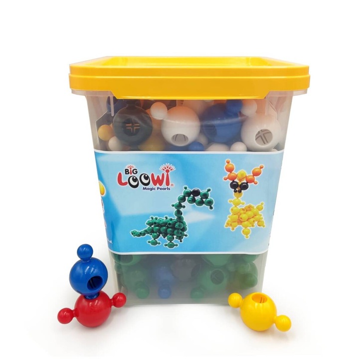 Set de constructie Loowi, 110 elemente, culori variate, 7.5 cm