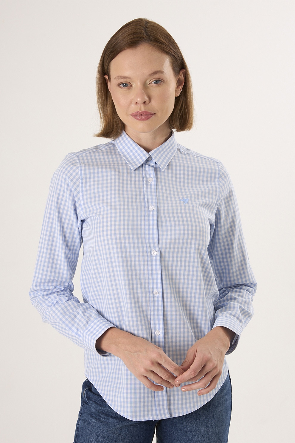 FELIX HARDY, Camasa regular-fit cu model in carouri, Alb, Albastru deschis, M
