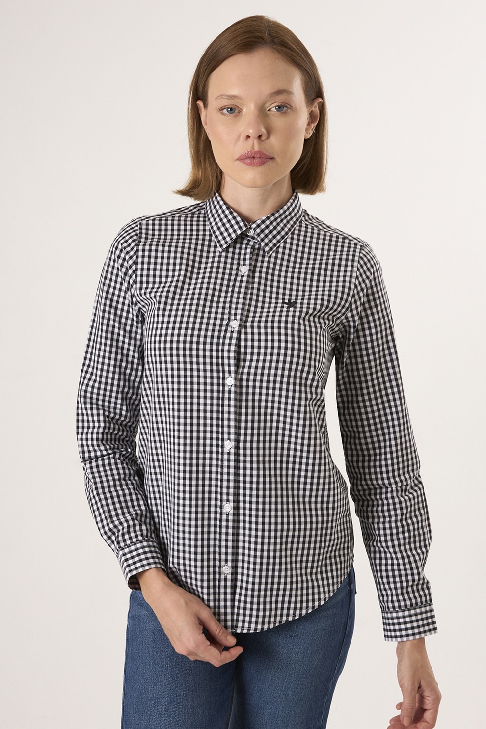 FELIX HARDY, Camasa regular-fit cu model in carouri, Alb, Negru, M