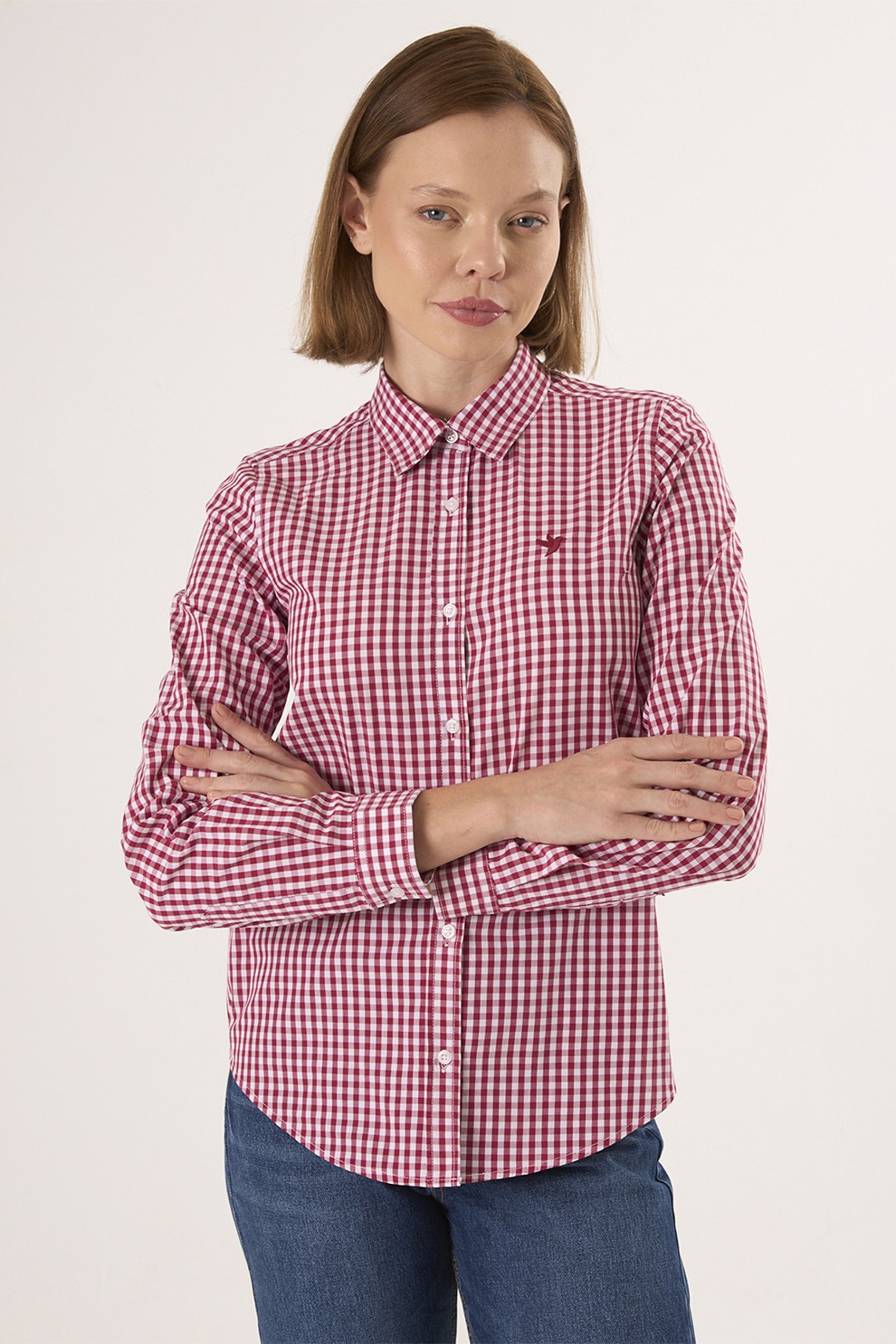 FELIX HARDY, Camasa regular-fit cu model in carouri, Alb, Rosu capsuna, S