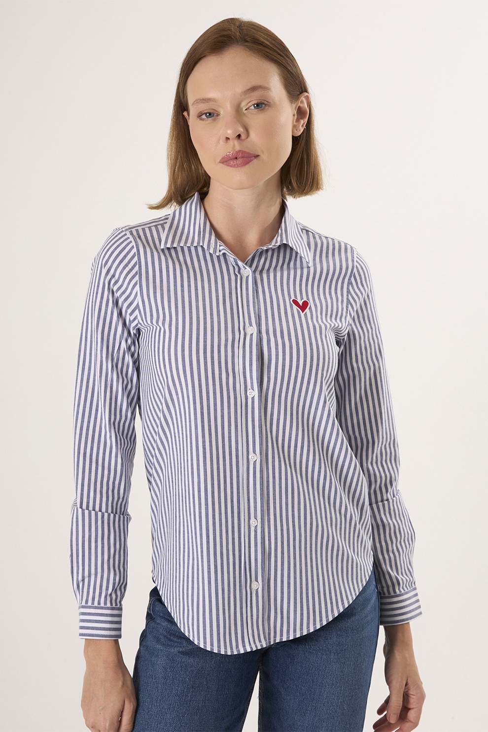 FELIX HARDY, Camasa din amestec de bumbac cu dungi, Alb, Indigo, S
