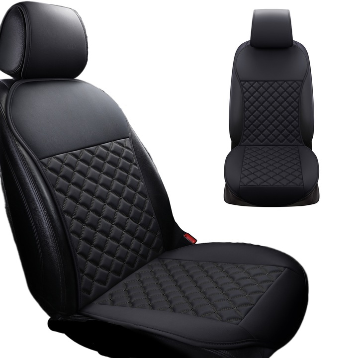 Husa Scaun Auto Universala, Negru, Piele ecologica, Antialunecare, 48x28x4cm