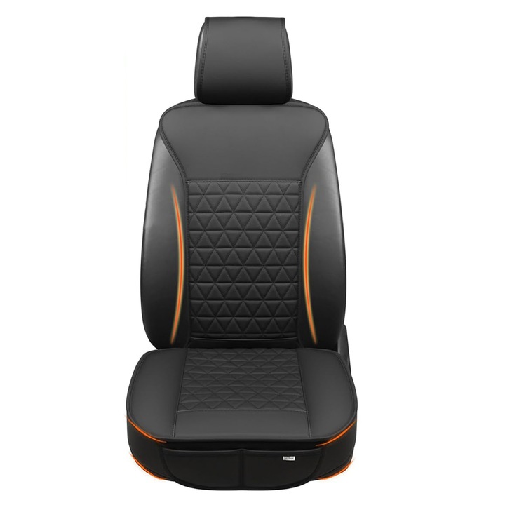 Univerzális Autó Üléshuzat, személygépkocsi, taxi, telekocsi, csúszásgátló, légáteresztő anyag, minden évszakra, PU bőr, fekete