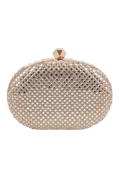 Patrizia Lucchini, Geanta plic decorata cu strasuri, Auriu