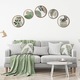 Set 5 piese decor perete, Axroad Mall, Decoratiune de perete rotunda din lemn, Stil boho, Design Abstract, Modern, Pentru casa, dormitor, sufragerie, Arta de perete, Dimensiuni 25x25cm si 20x20cm, Lemn, Verde