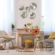 Set 5 piese decor perete, Axroad Mall, Decoratiune de perete rotunda din lemn, Stil boho, Design Abstract, Modern, Pentru casa, dormitor, sufragerie, Arta de perete, Dimensiuni 25x25cm si 20x20cm, Lemn, Verde