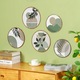 Set 5 piese decor perete, Axroad Mall, Decoratiune de perete rotunda din lemn, Stil boho, Design Abstract, Modern, Pentru casa, dormitor, sufragerie, Arta de perete, Dimensiuni 25x25cm si 20x20cm, Lemn, Verde