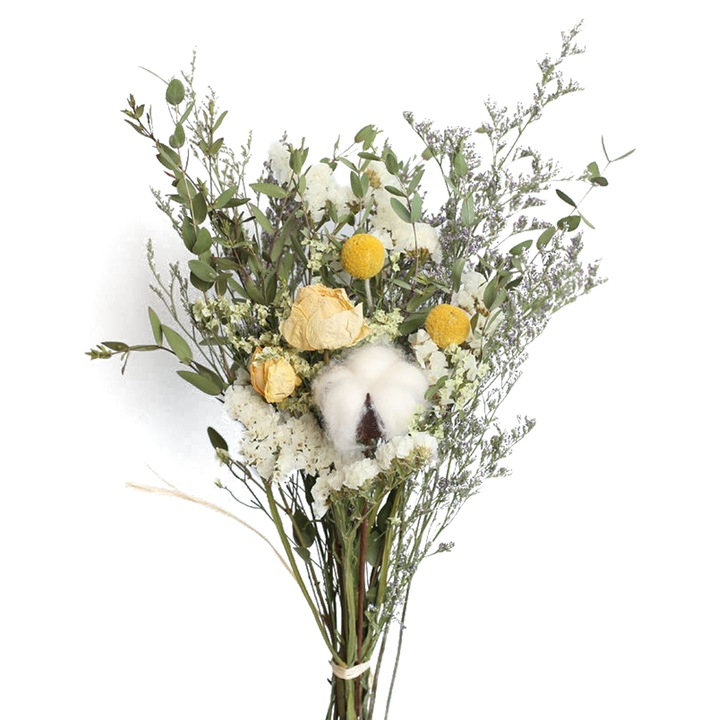 Buchet flori uscate trandafiri, spice grau, natural, multicolor, 30x45cm