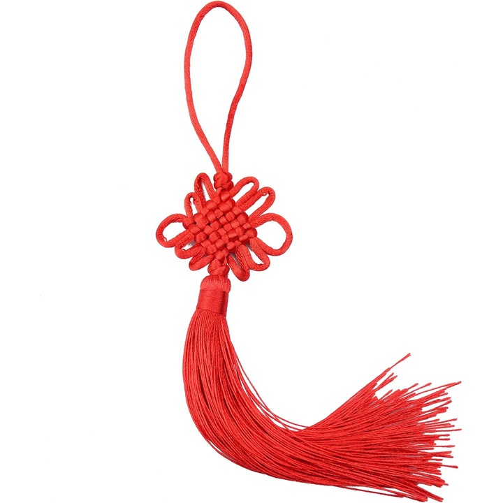 Set 12 ciucuri chinezesti rosii 21.5x12cm decor DIY