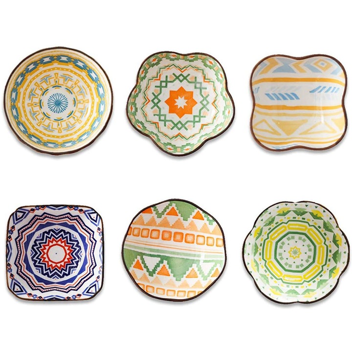 Set 6 boluri ceramice, 10x4 cm, multicolor, 120 ml