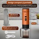 Espressor portabil reincarcabil, Step Out, aparat de cafea cu incalzire rapida, compatibil cu capsule Nespresso/Dolce Gusto/cafea macinata, 15 bari, baterie 7800 mAh, incarcare USB-C, display digital, portabil pentru masina, birou, camping, portocaliu