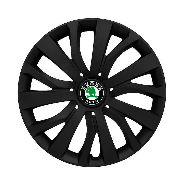 Set 4 Capace Roti R16 AutoSSF ®, Potrivite Jantelor de 16 inch, pentru SKODA, Model 432, Black Edition