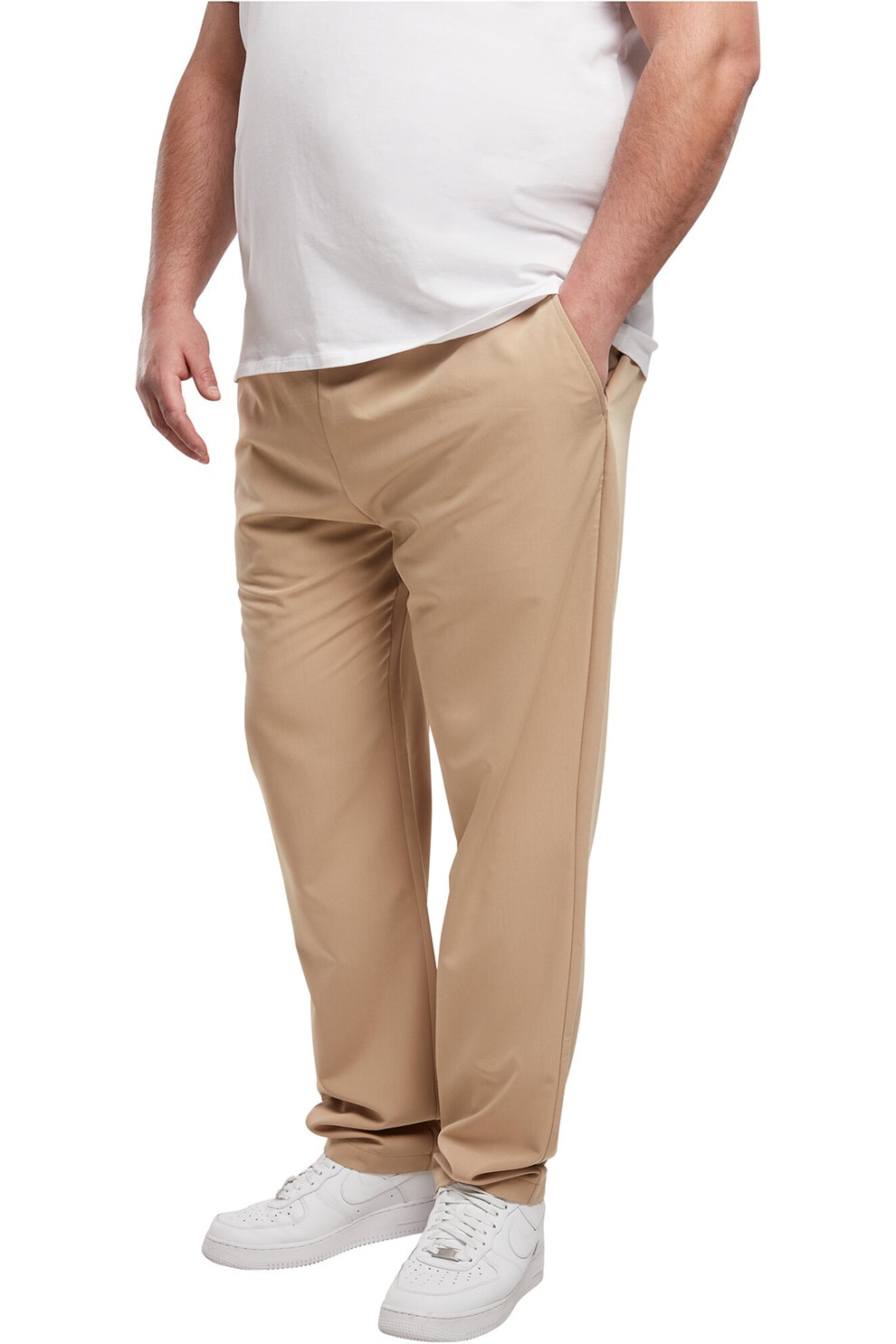 Urban Classics, Pantaloni relaxed fit cu snur de ajustare, Bej inchis, L