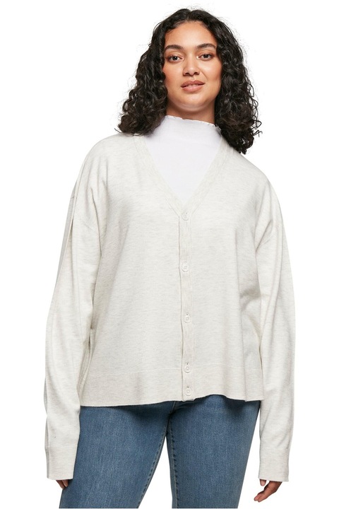 Urban Classics, Cardigan lejer cu maneci cazute, Gri deschis melange