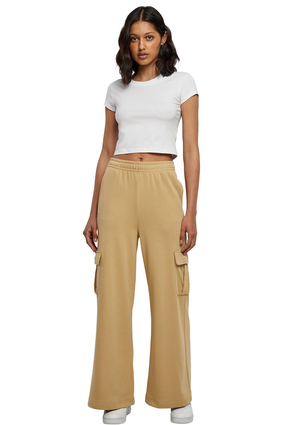 Urban Classics, Pantaloni cargo ampli cu talie elastica, Bej, S