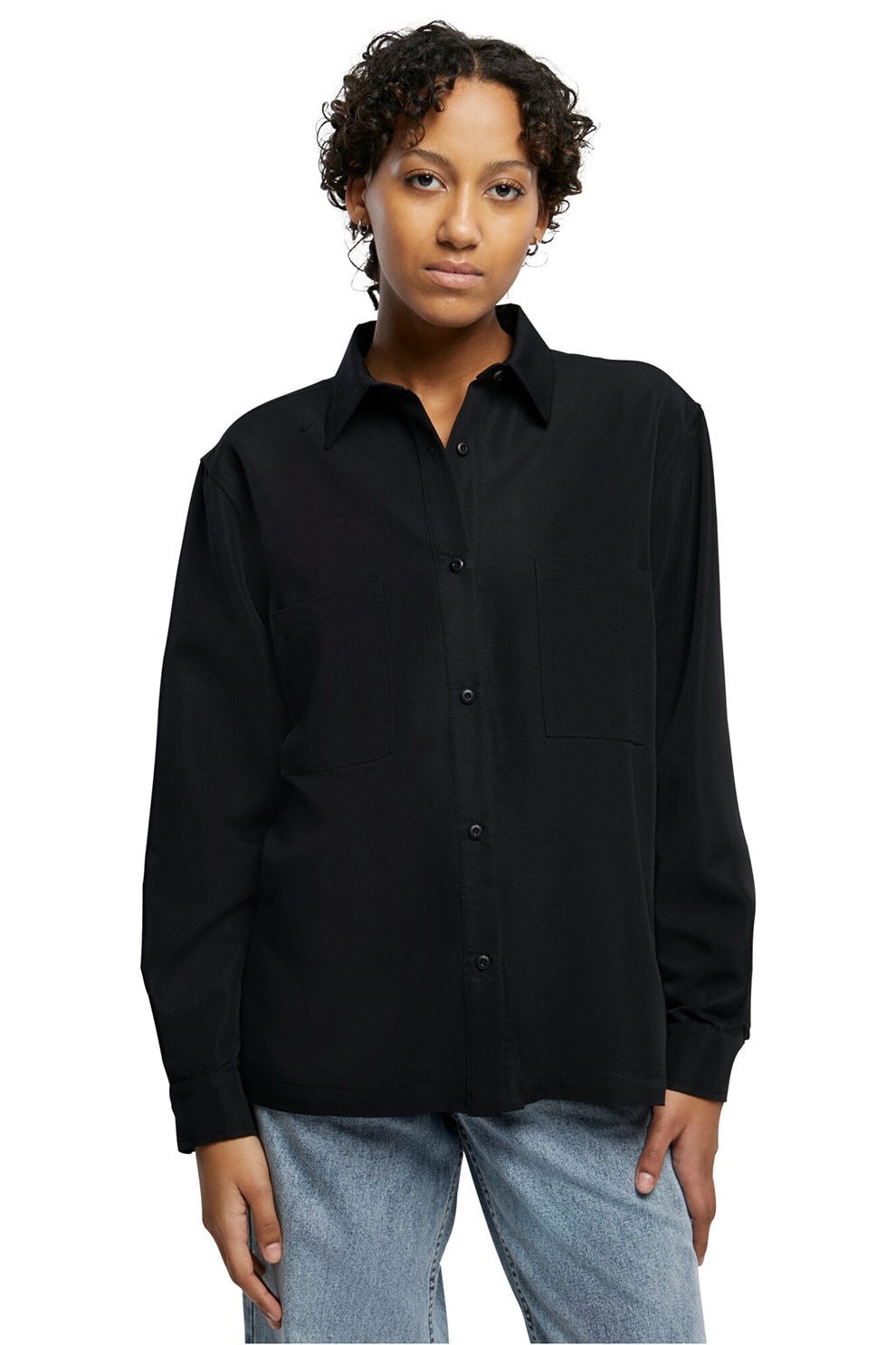 Urban Classics, Camasa uni cu guler clasic, Negru, L