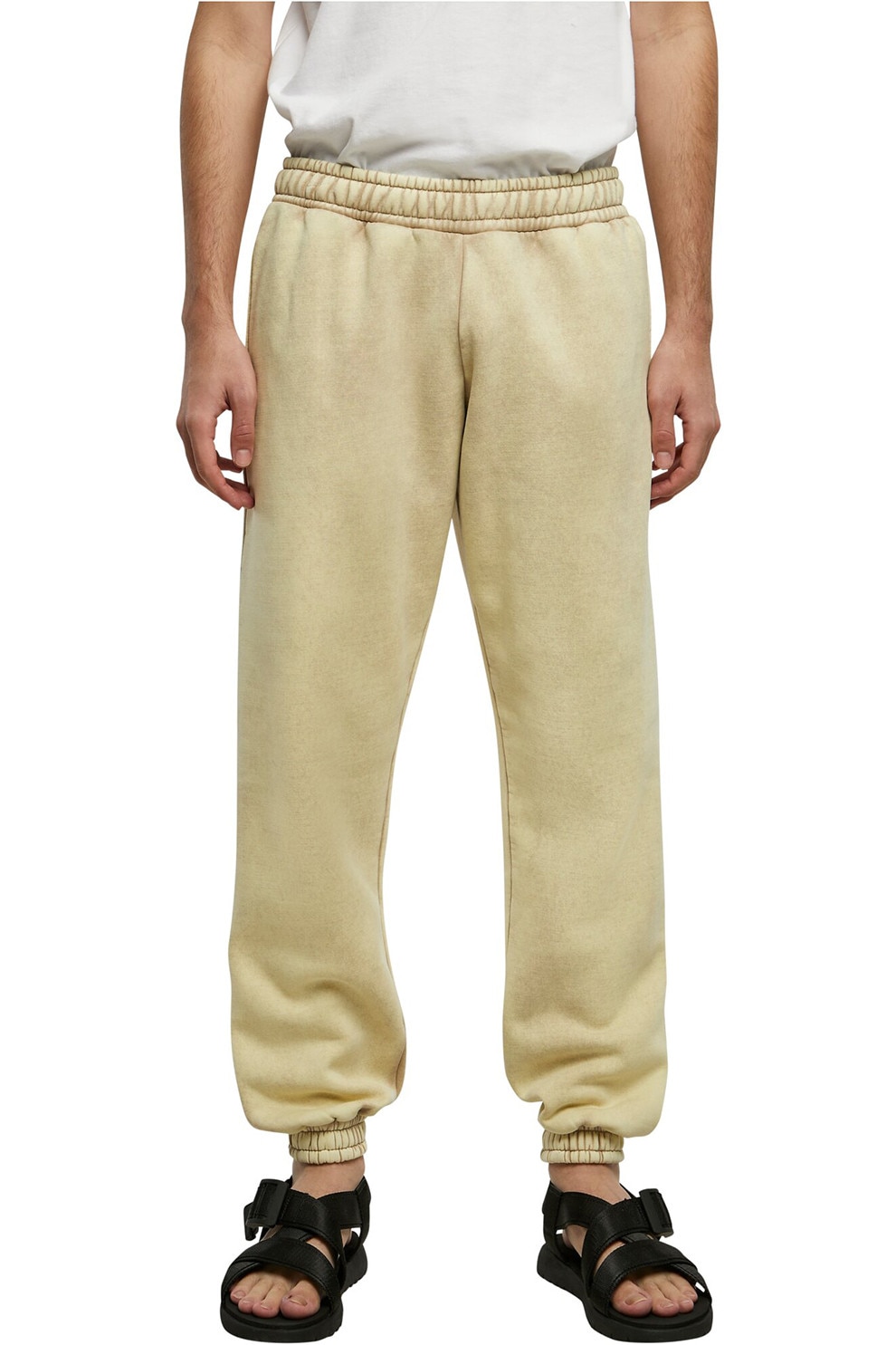 Urban Classics, Pantaloni sport cu mansete si talie elastica, Bej, M