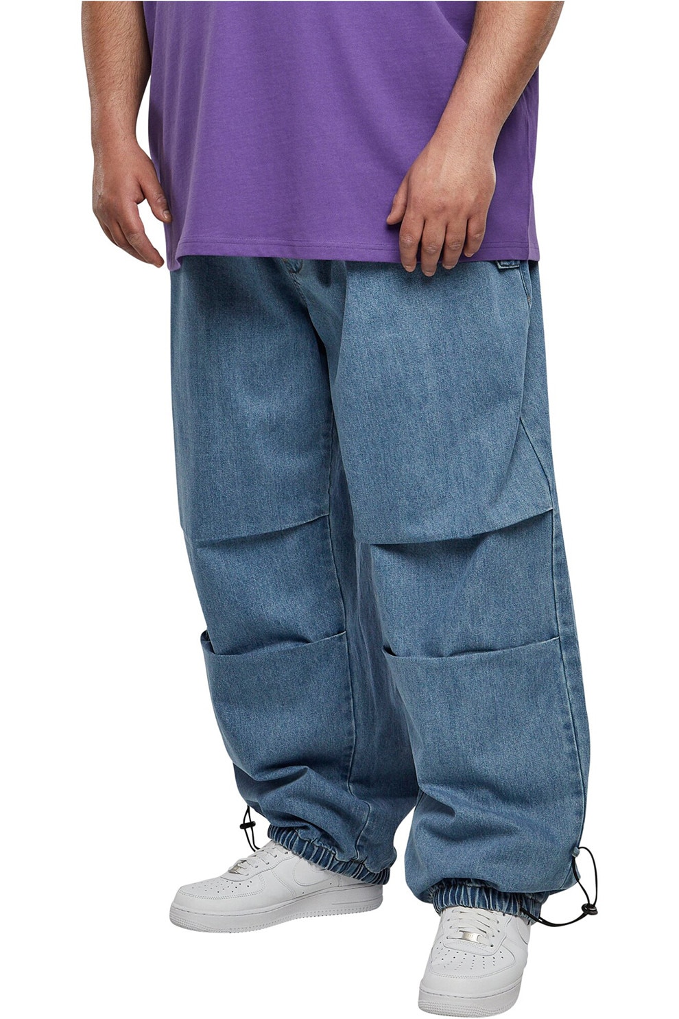 Urban Classics, Blugi cu snur de ajustare in talie si glezne, Albastru, 2XL