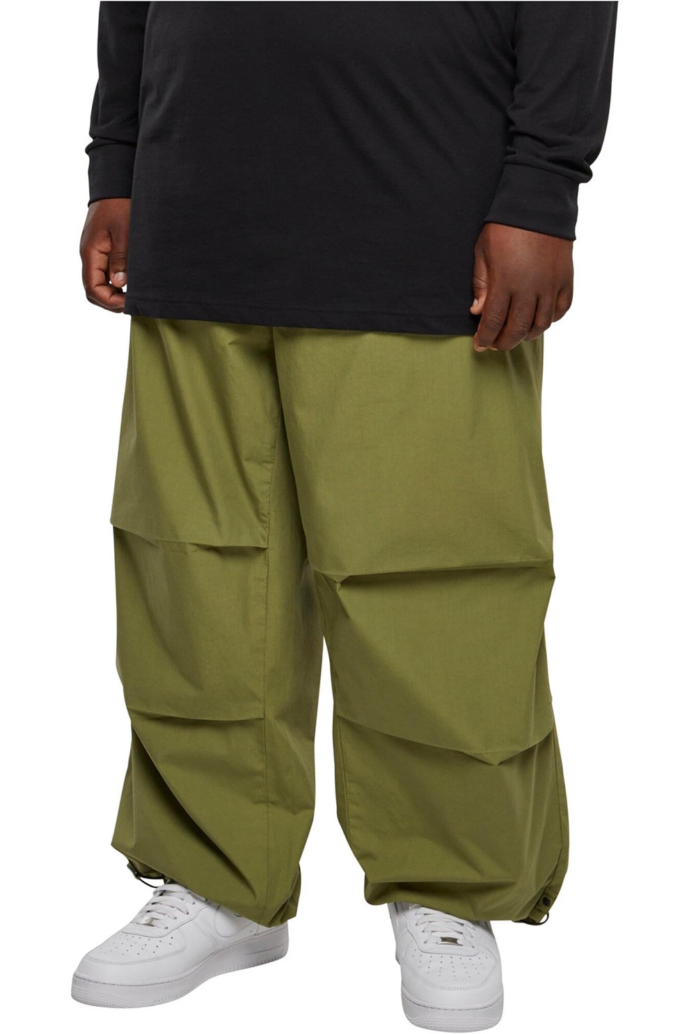 Urban Classics, Pantaloni relaxed fit cu snururi de ajustare la glezne, Verde, S