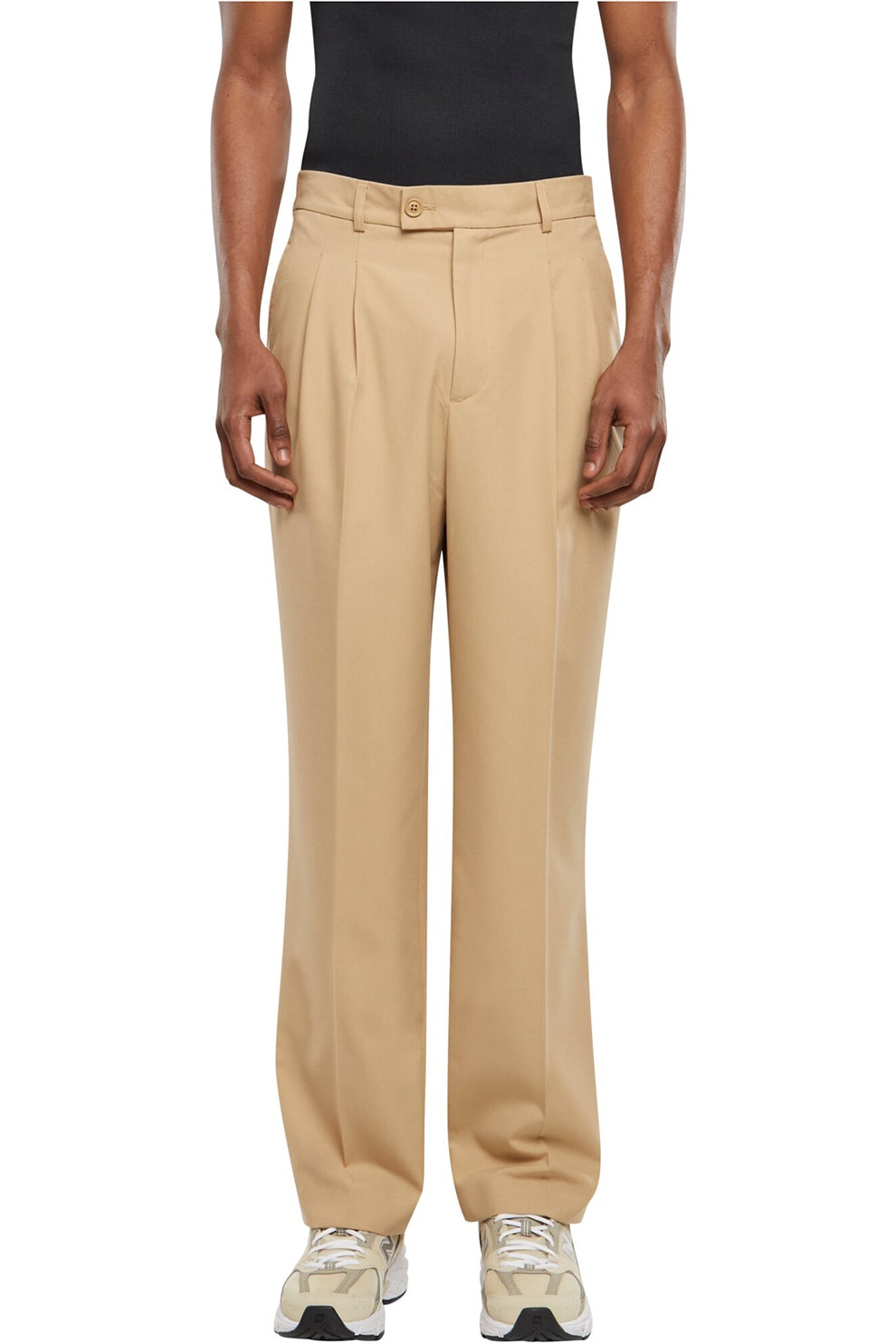 Urban Classics, Pantaloni cu croiala dreapta si pliuri, Bej, 36